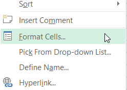 Format Cells