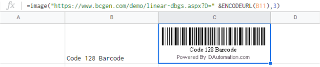 Copy and Paste the following formula into the cell and verify that a barcode appears