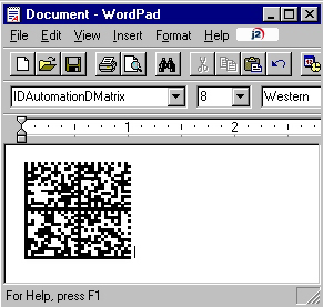 Paste The Data Matrix Font into Wordpad or Similar Application