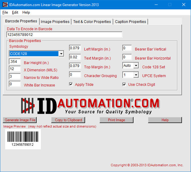 Open the Barcode Image Generator