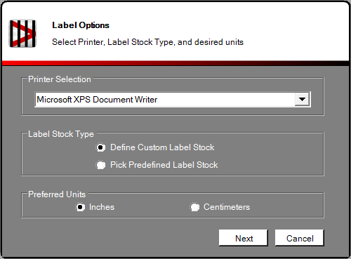 Choose label options.