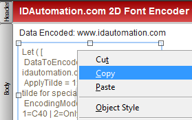 Copy and paste the barcode object into your database.