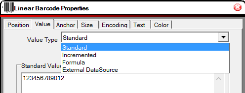 Barcode values