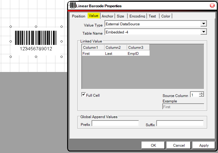 Link to embedded data set