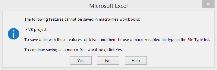 macro-free workbook error