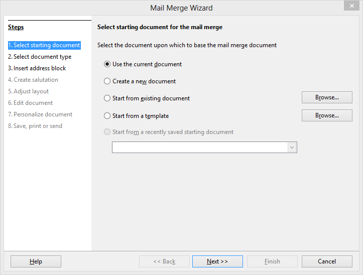 start mail merge