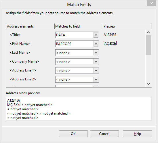 Match fields