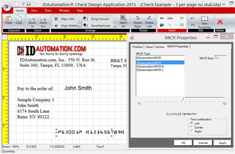 IDAutomation Check Design Application