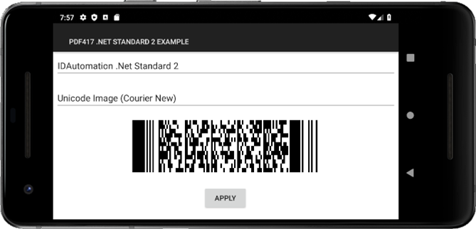 PDF417 .NET Standard in Xamarin