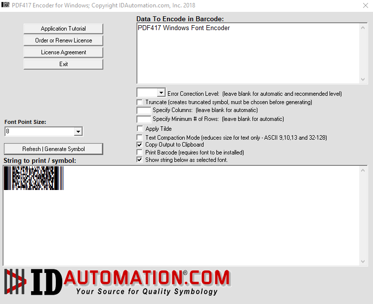 Generating PDF417 to copy to the clipboard