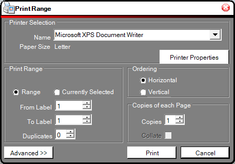 Set Label Stock Properties