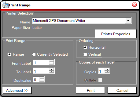 Set label stock properties