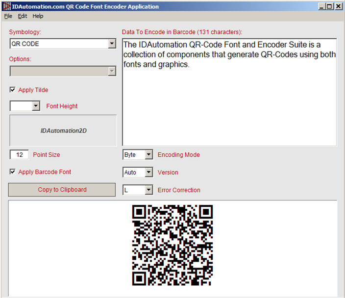 QR Code Font and Encoder App