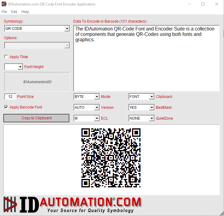 Generate QR-Code for easy copy and paste into applications.