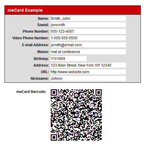 QR-Code meCard Example