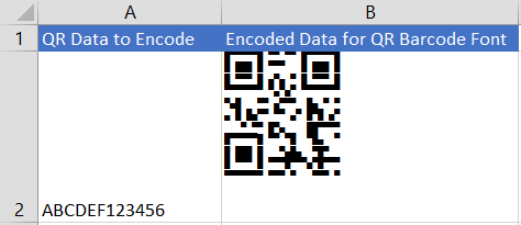 The QR Code barcode in Excel