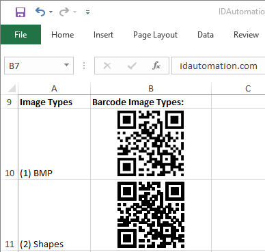 Windows 10 QR Code Native Excel Barcode Generator full