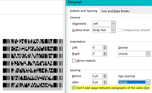 Remove spacing between lines of the barcode