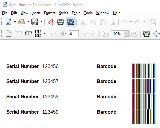 Barcode Applied to Database Report