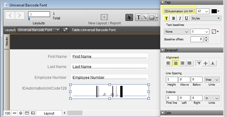 Set Universal Font and center to ensure white zone.