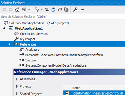 Adding a Reference in Solution Explorer