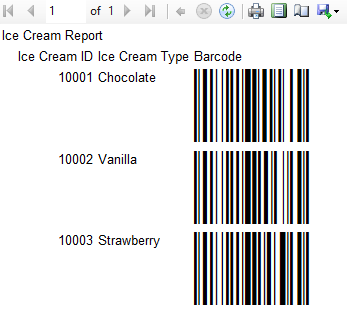 Preview the Report to Display the SSRS Barcode Font.