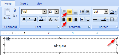 Centering and sizing the barcode field