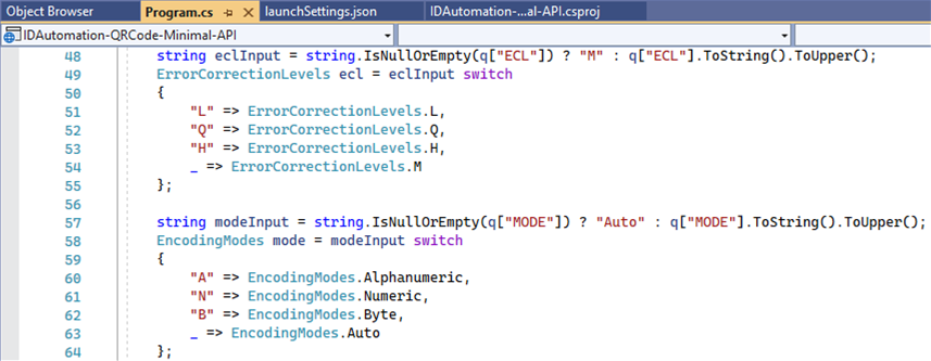 Modification of streaming parameters in Visual Studio