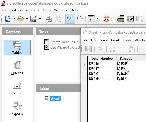 Embedded Table from Calc