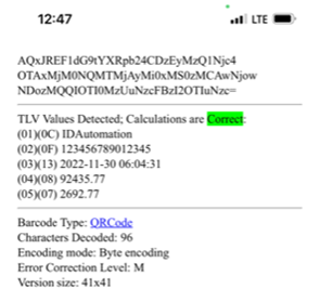 Verify the scanned result with the Barcode Decoder App