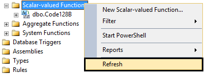 Refresh the Scalar Function