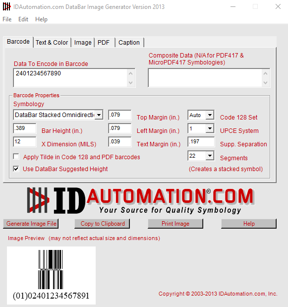 GS1 Databar Barcode Image Generator Windows 11 download