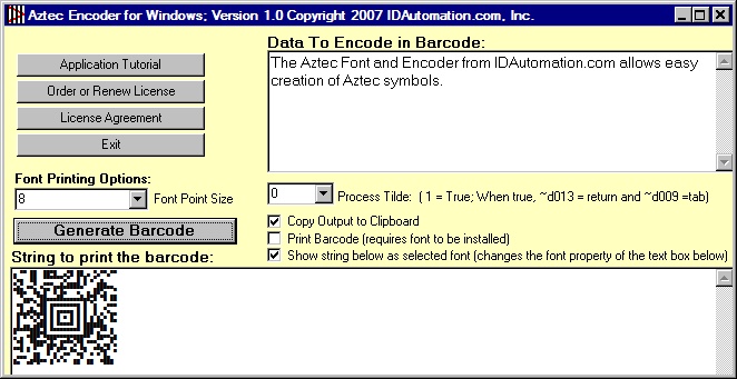 The Aztec Encoder Windows Application