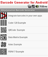 Barcode Generator for Android software