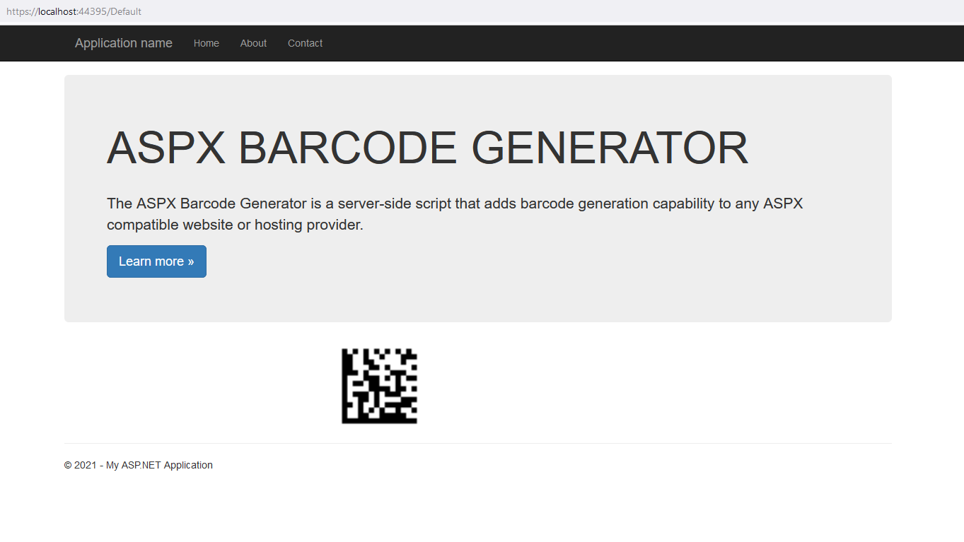 Data Matrix Barcode in ASPX environment.