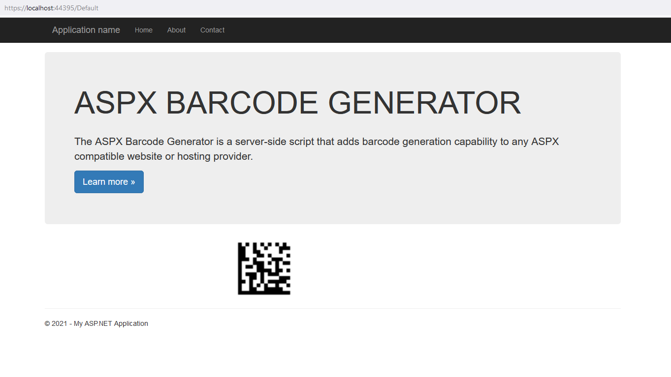 Data Matrix barcode in an ASPX environment. Data Matrix Barcode in an ASPX environment.