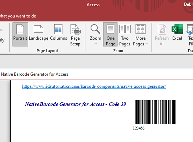 Code 39 barcode image in Microsoft Access. Code 39 barcode image in Microsoft Access.