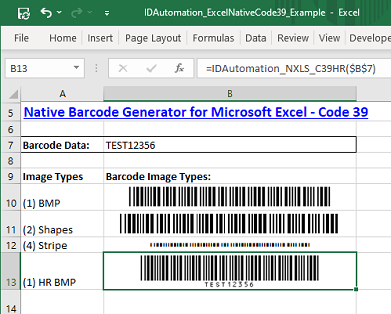 Microsoft Excel Code 39 Barcode Generator