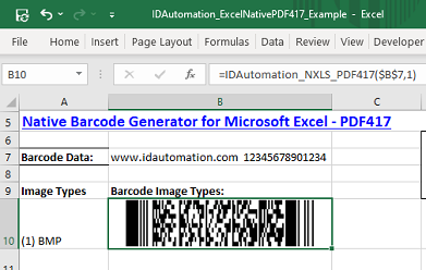 Excel PDF417 Barcode Generator screenshot