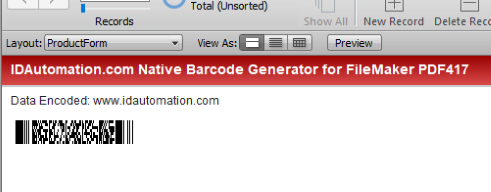 Filemaker PDF417 Generator screenshot