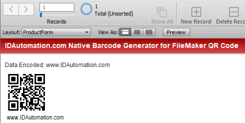 FileMaker QR Code Generator screenshot