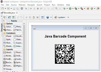 2D GS1 Data Matrix barcode image in a Java environment.