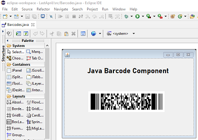 2D PDF417 barcode image in a Java environment.
