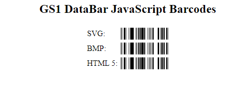 GS1 DataBar barcode in a JavaScript environment.