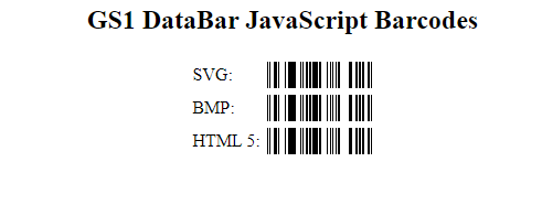 JavaScript GS1 DataBar Generator screenshot