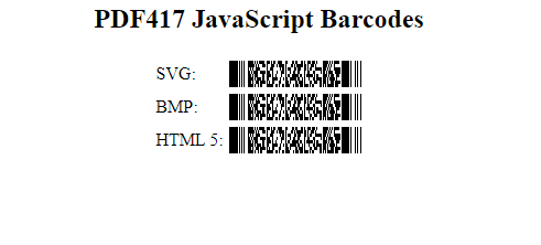 JavaScript PDF417 Generator screenshot