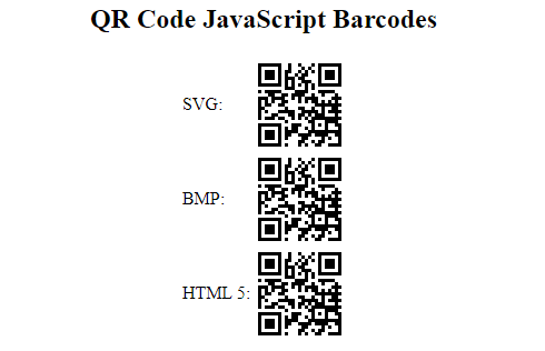 QR Code barcode in a JavaScript environment.