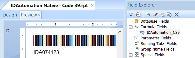 Code-39 Barcode in Crystal Reports