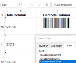 Code 93 Barcode Fonts