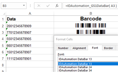 GS1 DataBar Barcode Font Package Windows 11 download